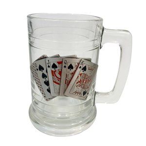 Beer Mug Stein Great American Products USA 2004 Glass Spades Royal Flush Poker